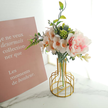 Bulk Clear Glass Test Tube Vase with Metal Frame Hollow Iron Vase for Wedding Living Room Home Table Centerpieces Decorations Wholesale