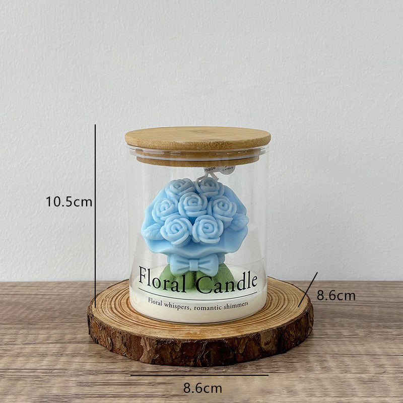 Rose Bouquet Scented Jar Candle - Ins Vibe Valentine's Day Gift Floral Glass Candle