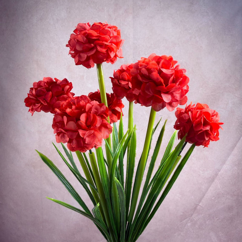 Artificial Chrysanthemum Bush with 6 Blooms, 18" PU Floral Stems for Weddings, Home Decor & Events, Realistic Fake Flowers