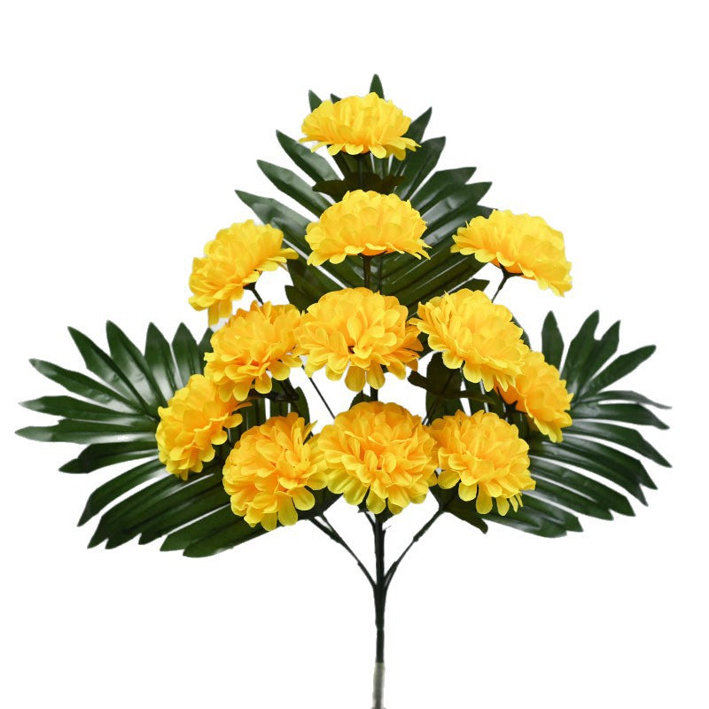 12-Bloom Artificial Chrysanthemum Bush, UV-Resistant for Outdoor Use, 20" Tall