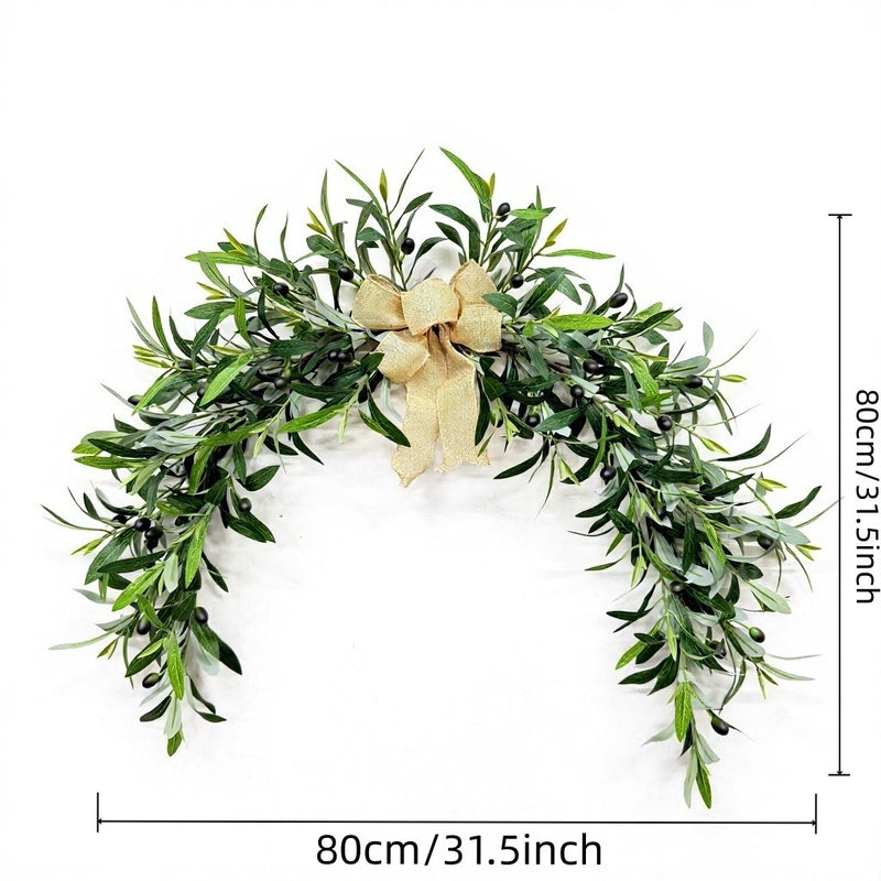 Artificial Olive Garland, 31" Large Hanging Greenery Swag, Lifelike Tuscan Olive Branches for Wedding Arch Decor, Fireplace Mantel, Farmhouse Wall Hanging