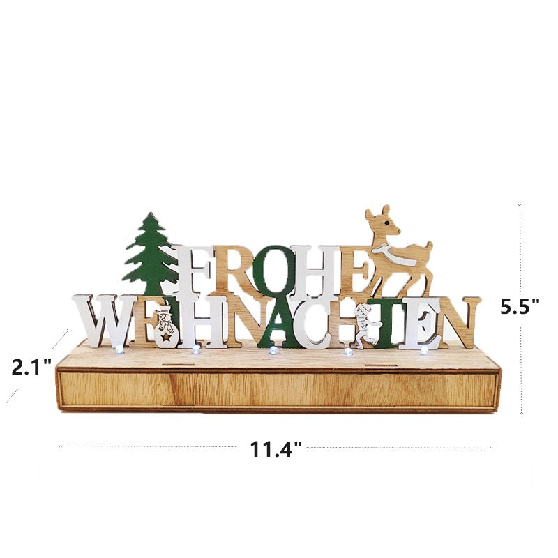 German Merry Xmas Letter Ornaments Bulk Set for Table Decoration Wooden Glow Letters Wholesale