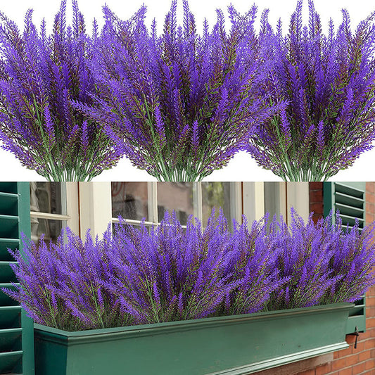 Bulk 10 Pcs Lavender Artificial Flowers Real Touch Silk Stems UV Coating Weatherproof  Plants for Outdoor Window Boxes Farmhouse Wholesale
