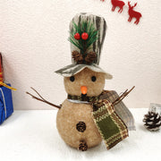 10 Pcs Christmas Snowman Dolls with Sleigh, Scarf, Hat - Felt Ornaments Set