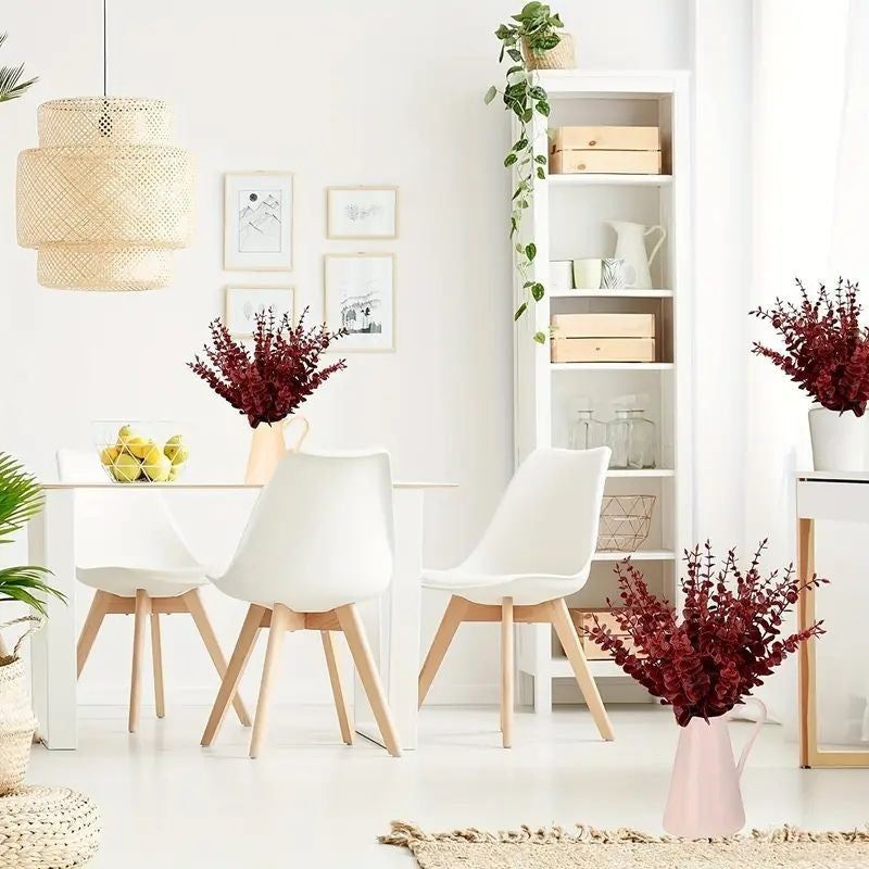 Artificial Red Eucalyptus Leaf Stems, Pack of 50 Single Stem Faux Eucalyptus Branches for Wedding, Holiday & Home Decor