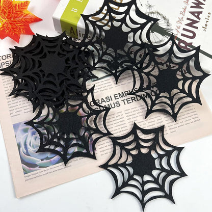 Halloween Felt Bat Placemats & Spider Web Coasters - 10-Piece Set Non-Slip Heat-Resistant Table Decor