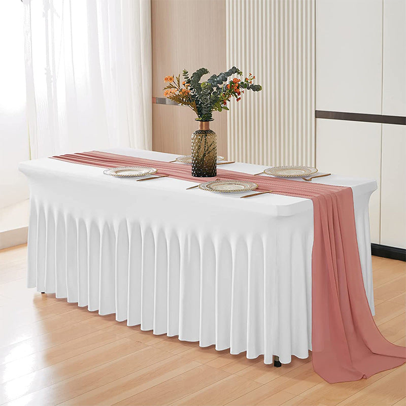 Bulk Rectangle Wrinkle Resistant Table Clothes Elastic Table Cover for Banquets Weddings Party Wholesale