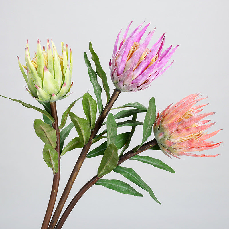 Single Stem Artificial King Protea Flower, 22" Tall, Plastic, Indoor Decor for Home, Weddings & Events