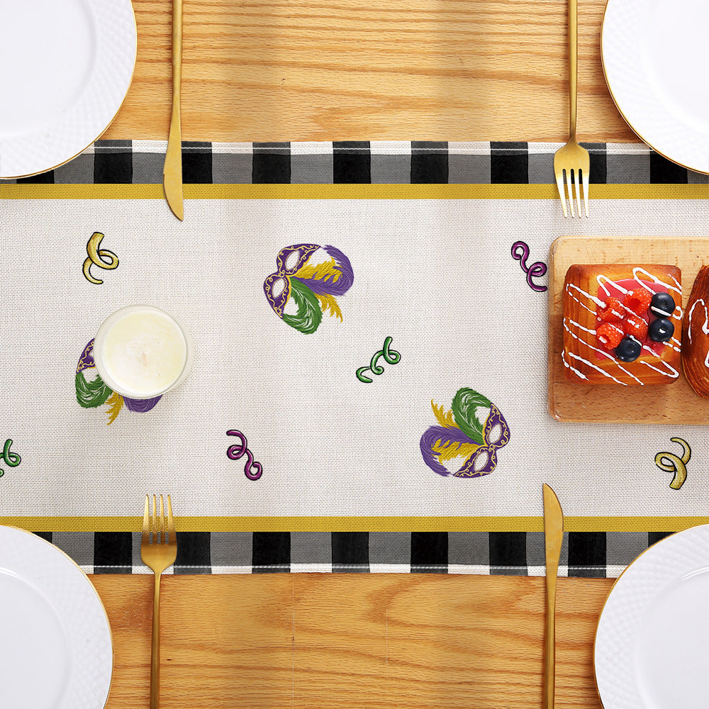 Bulk 2 Pcs 13X70 Inch Mardi Gras Table Runners For Holiday Party Decor Indoor Home Room Decor Wholesale