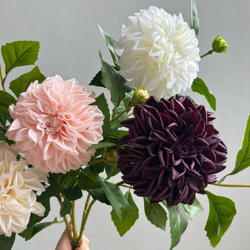 Artificial Dahlia Bush with 2 Blooms, 26" Tall, Silk-Like Fabric, Modern Elegance for Home Decor, Events
