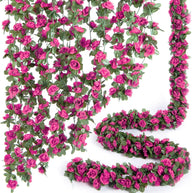 Bulk 8 Pcs Flower Garland 2025 Silk Rose Vine Greenilk Leaves Wedding Arch Boho Wall Decor Reusable Hypoallergenic Party Wholesale