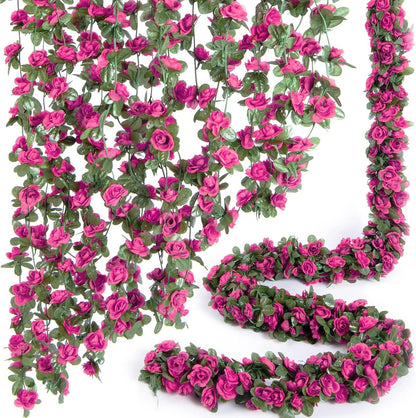 Bulk 8 Pcs Flower Garland 2025 Silk Rose Vine Greenilk Leaves Wedding Arch Boho Wall Decor Reusable Hypoallergenic Party Wholesale