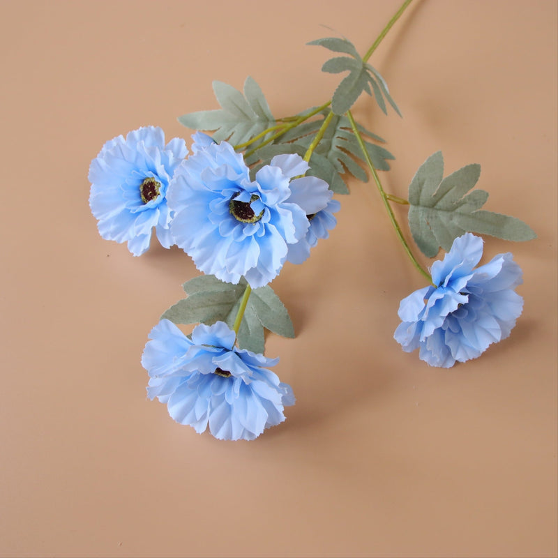 23 Inch Artificial Zinnia Flowers Long Stem Bulk Quantity Silk Stems