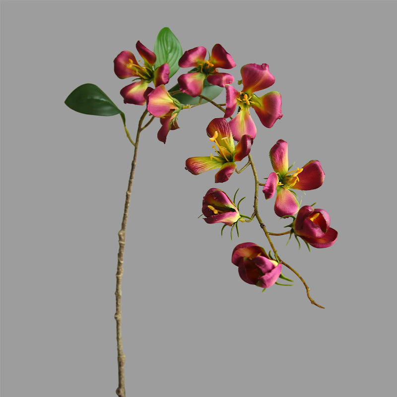 Artificial Dogwood Flower Stem, Single Stem with 9 Blooms, 33" Tall, Silk Floral Arrangement for Home Decor, Wedding, Events - Yellow, Pink, White