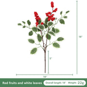 6 Bushes 18 Inch Artificial Red Berry Christmas Picking Branches Bulk