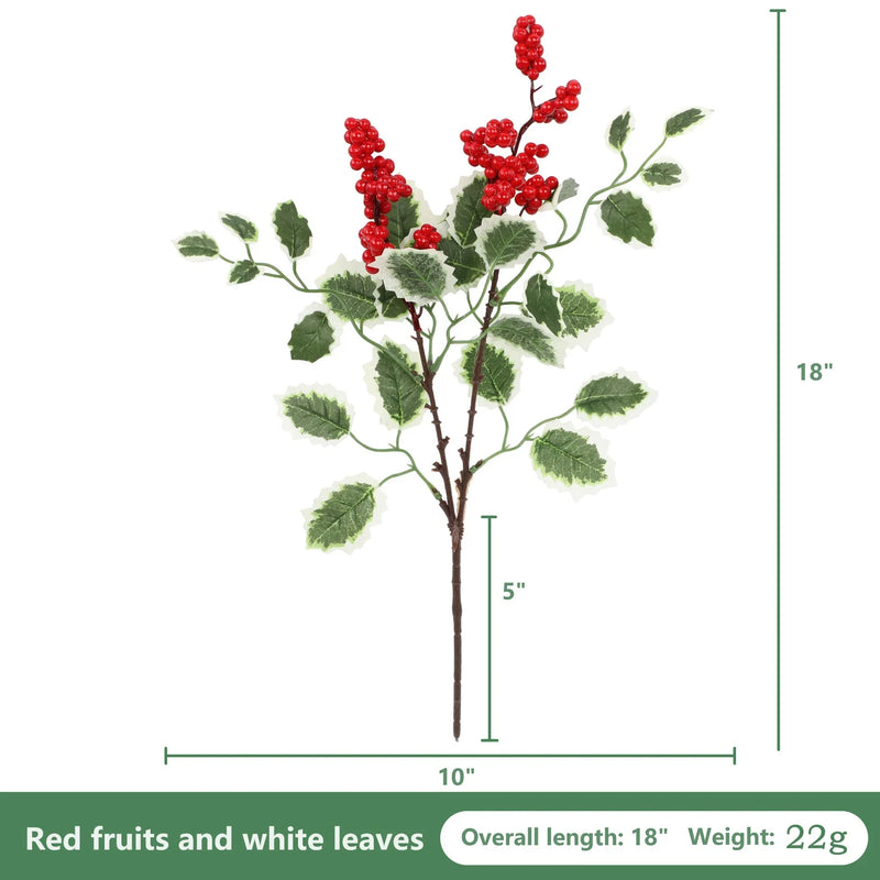 6 Bushes 18 Inch Artificial Red Berry Christmas Picking Branches Bulk