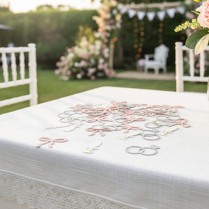 Bachelorette Party Decor Glitter Confetti (100pcs) - Bow Ring & Champagne Glass Table Sprinkles