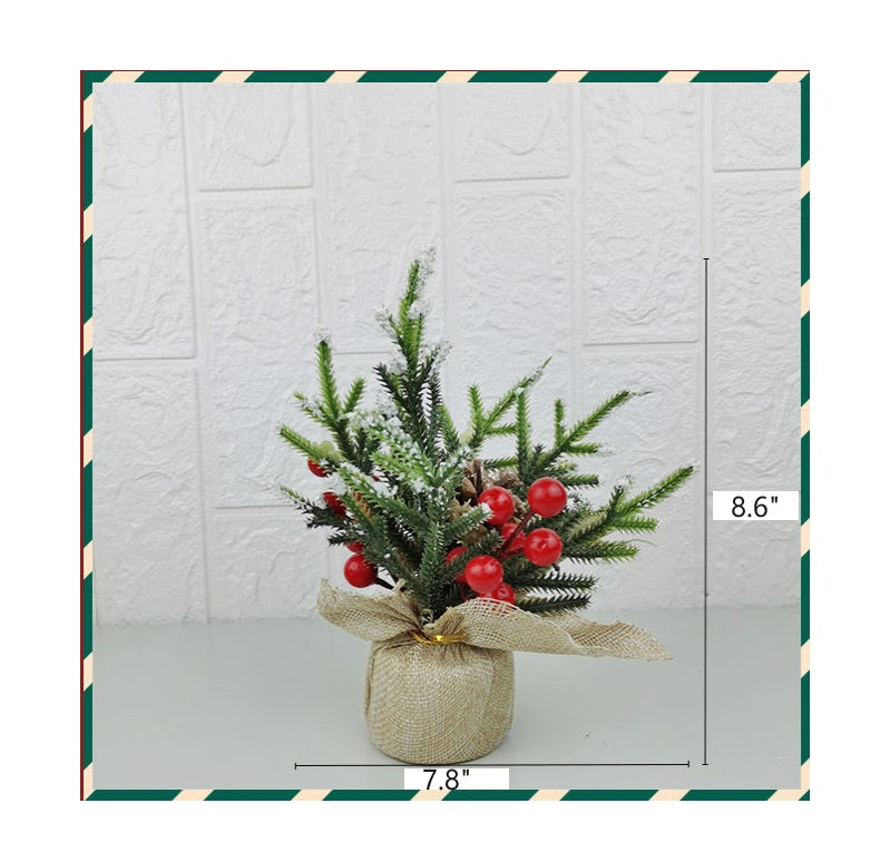 Simulation Mini Xmas Tree with Cedar Branches, Tabletop Ornament, Bulk Wholesale Pack
