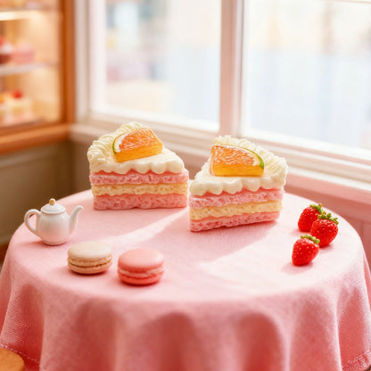 Wedding Decor Mini Faux Cream Cake Set - 10 Pcs Triangle Mousse Fake Fruit Cake Resin Charms (3 Colors)