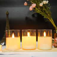 Bulk 3 Pcs LED Flameless Candles with Acrylic Glass for Festival Wedding Home Party Decor Wholesale