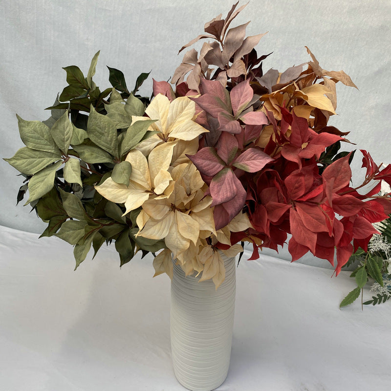 Single Stem Faux Hazel Leaf, 100cm Long, Velvet Fabric, Perfect for Weddings, Home Decor, and Commercial Displays