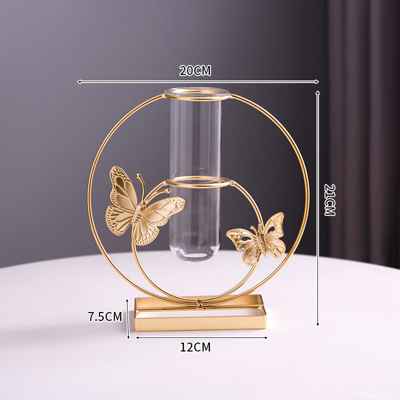 Gold Butterfly Glass Test Tube Vase - Luxury Home Decor for Living Room & Dining Table