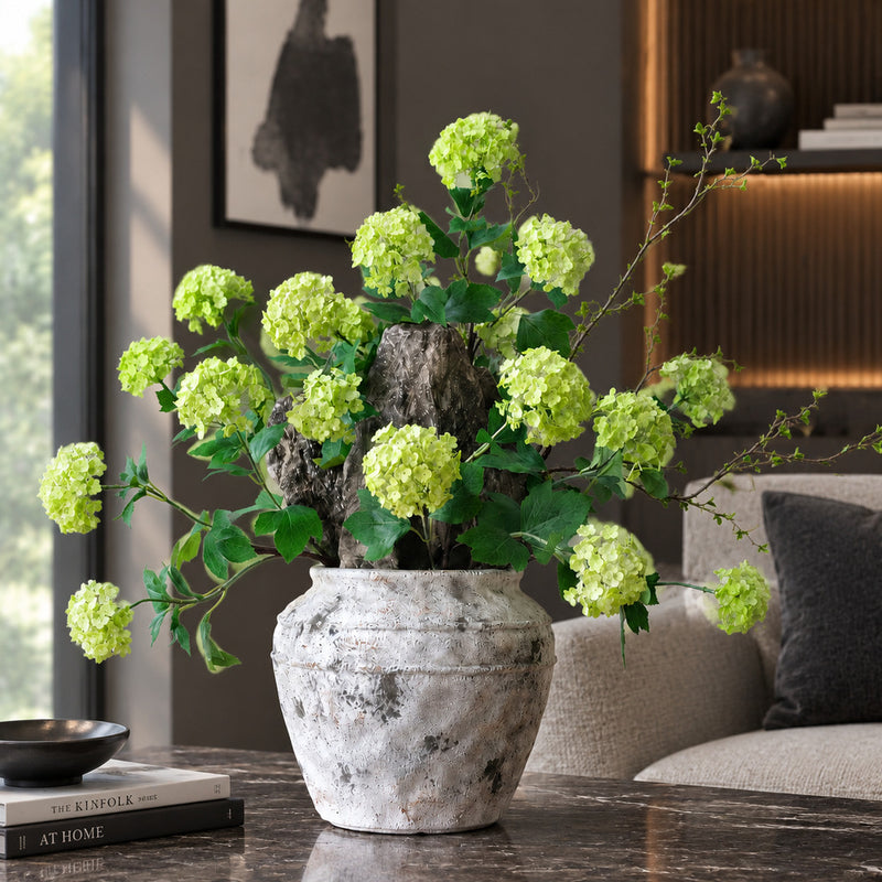 Artificial Hydrangea Bush with 3 Blooms, 28" Silk-Like Faux Flowers for Home Decor, Wedding Centerpieces, Office & Commercial Displays
