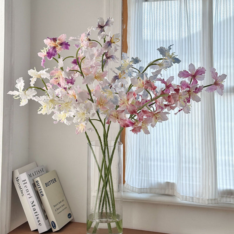 Artificial Iris Flower Bush with 9 Blooms, Silk-Like Fabric, 37" Tall, for Weddings, Home Decor, and Events