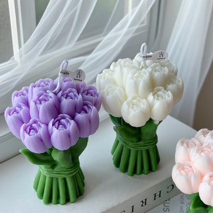 Tulip Bouquet Scented Candle - Valentine's Day Gift & Home Decor | 4.2x2.9 Inches