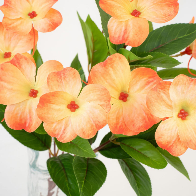 Artificial Impatiens Bouquet with 14 Blooms, Silk-Like Fabric, 16" Height, UV-Resistant for Indoor & Outdoor Use