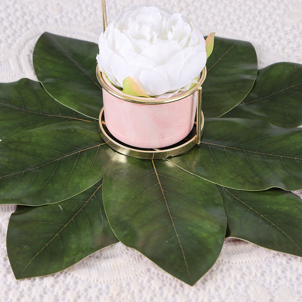 Premium 2-Piece Artificial Leaf Placemat Japanese Western Table Mats Waterproof Oil-Proof Placemats for Home Dining Décor