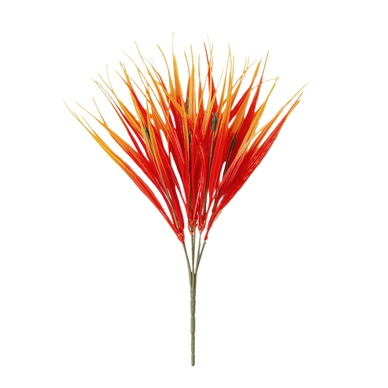 Artificial Spring Grass Bush, 7-Branch Faux Wheat Grass Stems, Pack of 5, Plastic, for Wedding, Outdoor & Home Decor