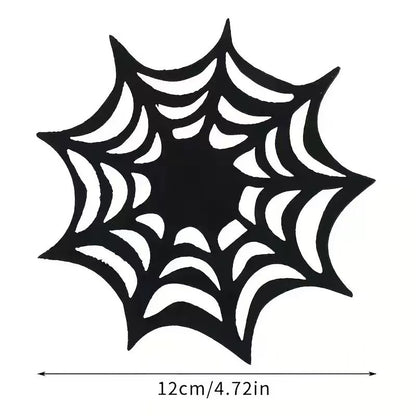 Halloween Felt Bat Placemats & Spider Web Coasters - 10-Piece Set Non-Slip Heat-Resistant Table Decor