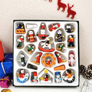 24 Pcs Christmas Wooden Hanging Ornaments Set Bulk Holiday Decorations
