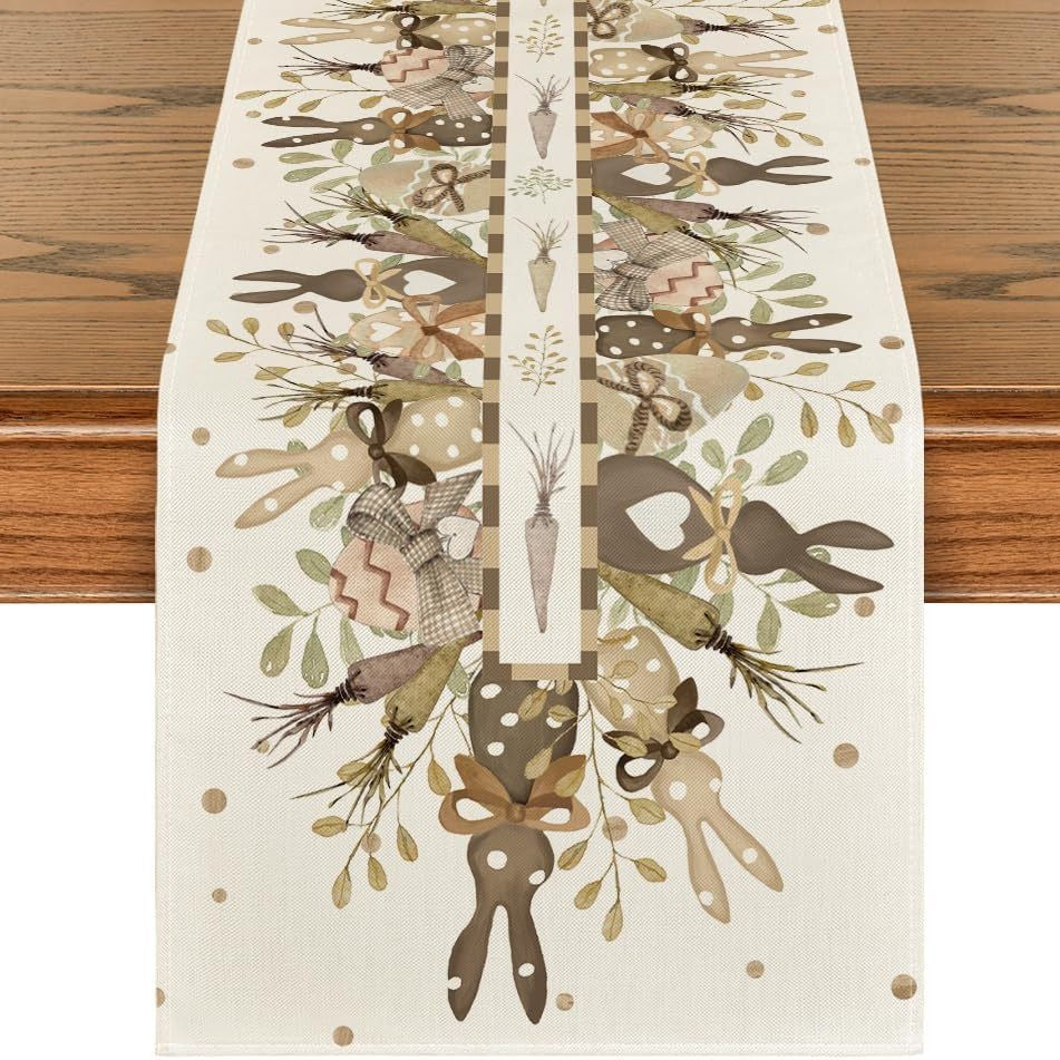 Bulk 3 Pcs Easter Table Runner 2025 Linen Waterproof Spring Dining Decor Farmhouse Outdoor Picnic Reusable Boho Party Table Wholesale