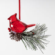 Acrylic Transparent Bird Christmas Ornaments with Pine Cones and Pine Needles, Hanging Decorations for Xmas Tree, Bulk Set