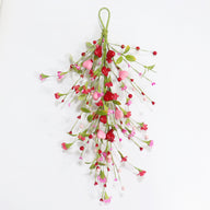 Valentine’s & Mother’s Day Paper Flower Heart Garland - 24 Inch | Handmade Wall Decor with Foam Berries