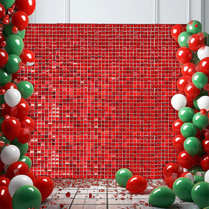 Bulk 24pcs Square Sequin Shimmer Wall Backdrop Panels Photo Backdrops for Birthday Anniversary Wedding Graduation Party Decoration Wholesale