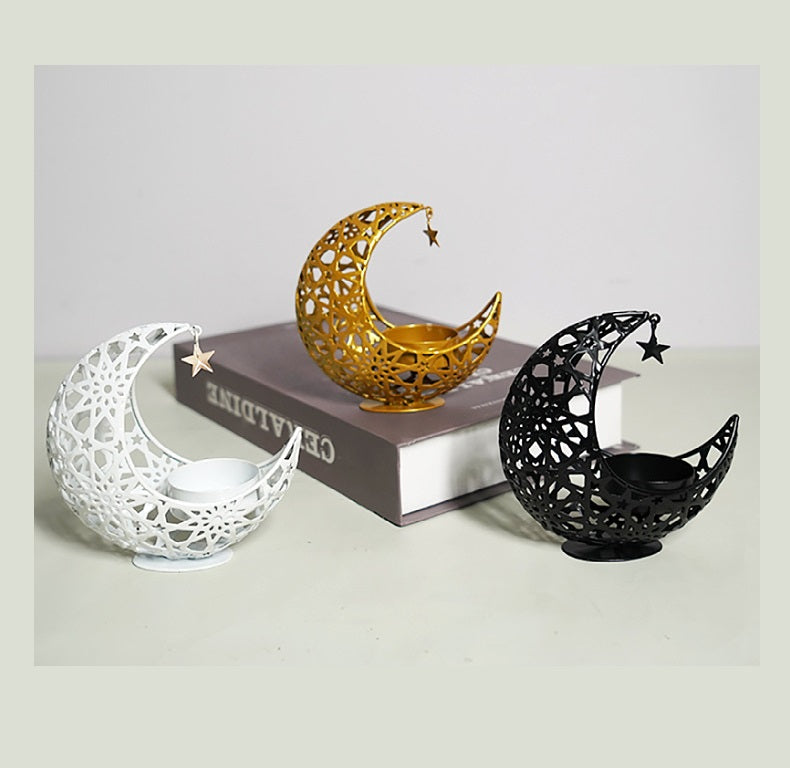Bulk Moon Shape Candle Holder Hollow Out Candlestick for Home Office Wedding Anniversary Valentine's Day Table Centerpiece Decorations Wholesale