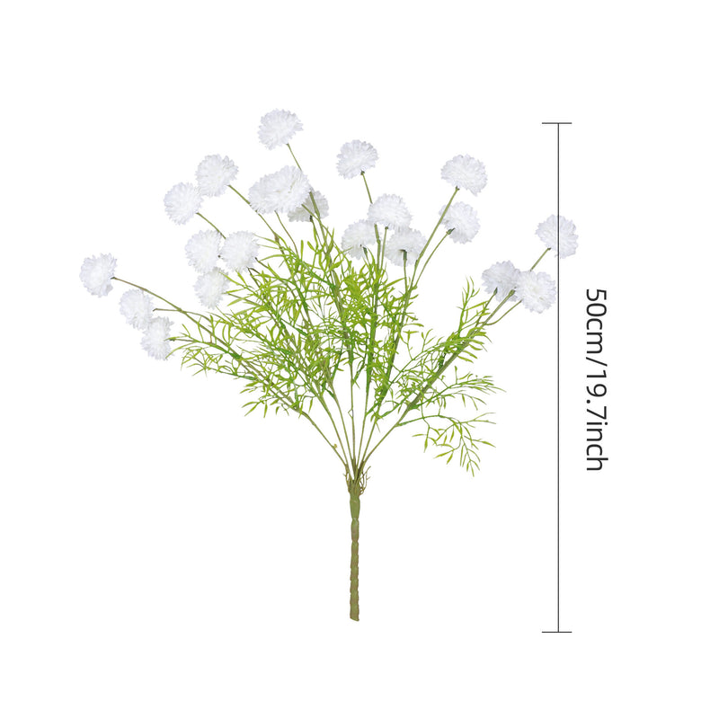 Artificial Chrysanthemum Pompon Bush with 21 Blooms, Faux Silk Flowers for Wedding, Home & Hotel Decor, Vase Not Included