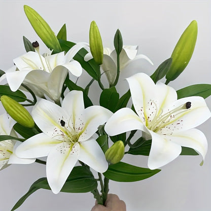 Premium 6 Pack Artificial Stargazer Lilies High Quality Faux Tiger Bouquets Hotel Home Party Flower Arrangements