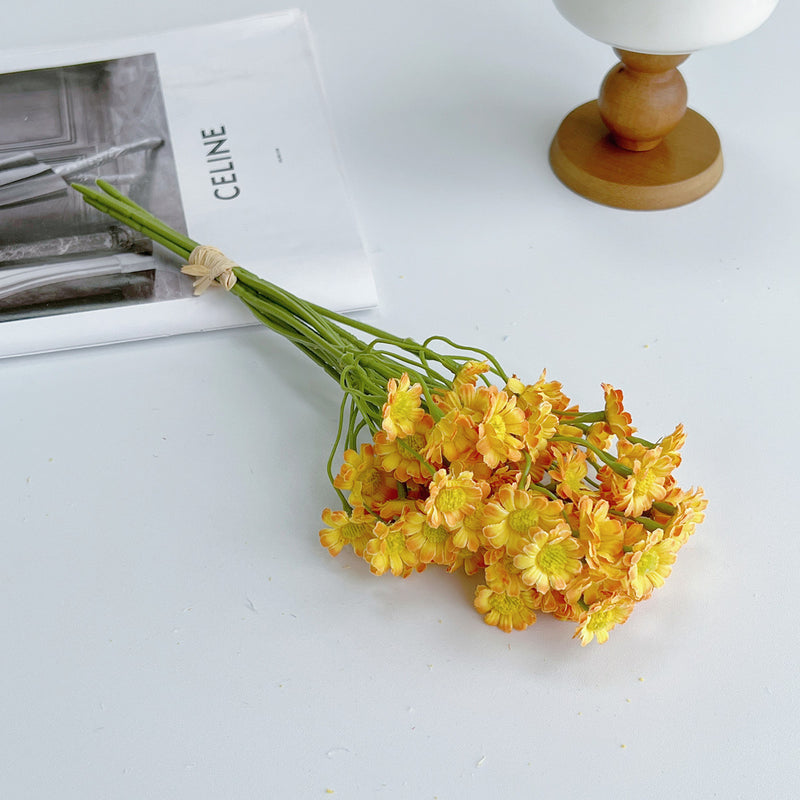 Artificial Chamomile Bouquet, Silk Daisy Flowers, 6 Stems, 10" Tall, Perfect for Home Decor, Weddings, Events, Bulk Wholesale Pricing