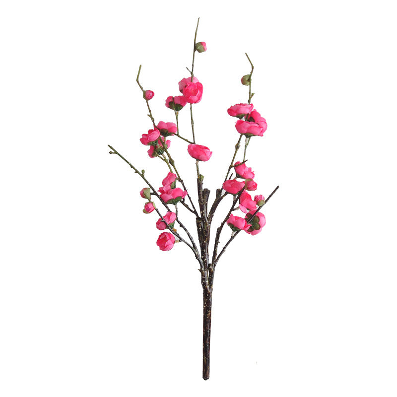 Artificial Wintersweet Branch, Single Stem with 26 Blooms, 19" Tall, Silk-Like Fabric, for Weddings, Home Decor, and Events