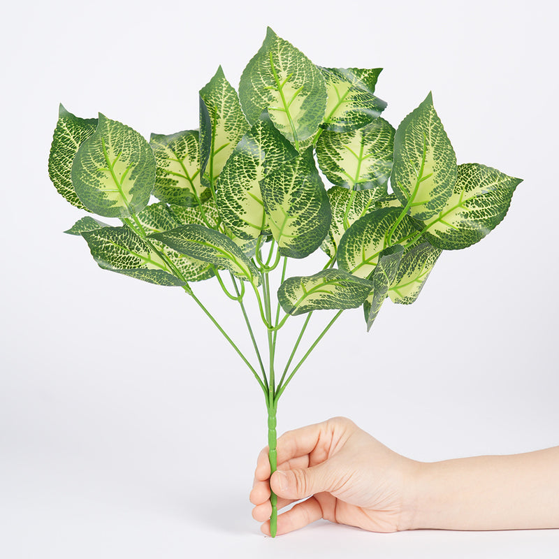Single Stem Artificial Perilla Plant, 14" Plastic Bush, Realistic Green Leaves for Home Decor, Wedding, and Event Styling