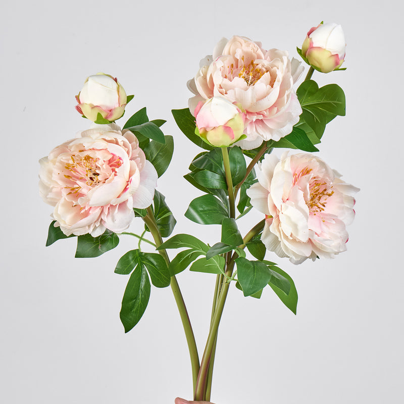 Peony Artificial Flowers, 2-Bloom Bush with Silk-Like Fabric, 26" Height for Home Decor, Wedding, Events & Commercial Displays