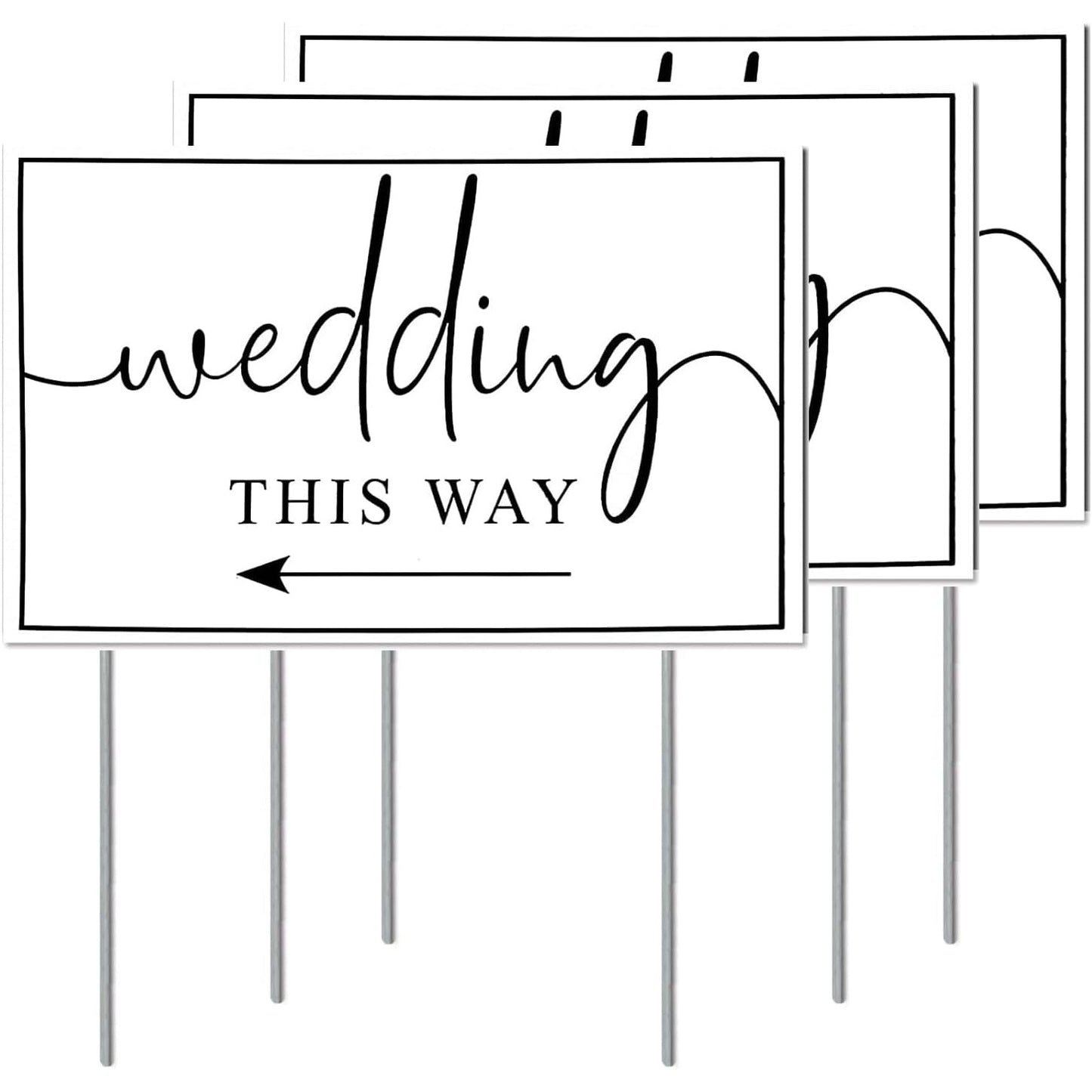 Bulk 3 Pack Weatherproof Wedding Direction Signs Double Sided Elegant Arrows with Rust Proof H-Stakes 12x17 Inch All-Season Lawn Yard Decor for Weddings Receptions & Outdoor Events Wholesale
