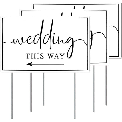 Bulk 3 Pack Weatherproof Wedding Direction Signs Double Sided Elegant Arrows with Rust Proof H-Stakes 12x17 Inch All-Season Lawn Yard Decor for Weddings Receptions & Outdoor Events Wholesale