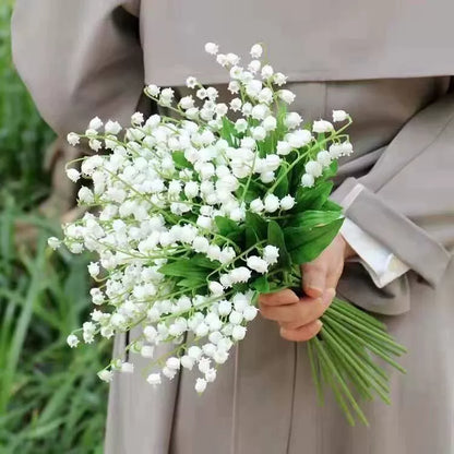 Bulk 12PCS Lily of the Valley Bridal Bouquet UV Resistant Silk Flowers for Outdoor Wedding Arch Spring Mothers Day Decor Wholesale