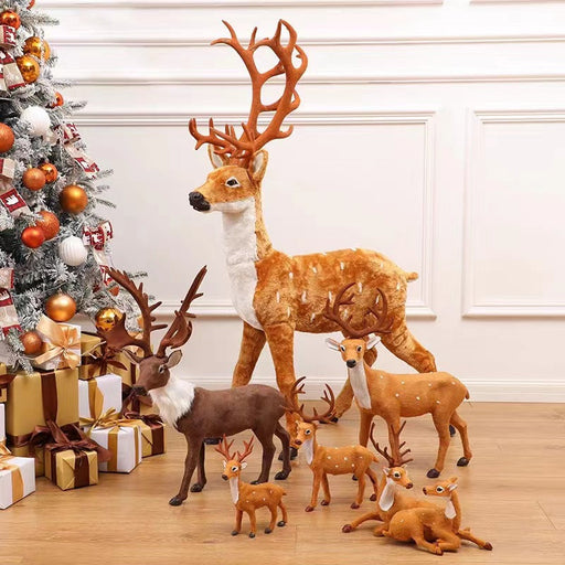 Christmas Sika Deer Ornament Plush Toy Bulk Set for Home Table Decoration