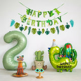 Dinosaur Birthday Party Decoration Set - Green Themed Balloons Banners & Props for Kids’ Birthday Photo Backdrop for Toddler Boy & Girl